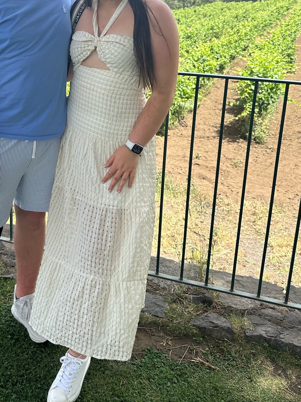 Cream Knit Halter Maxi Dress